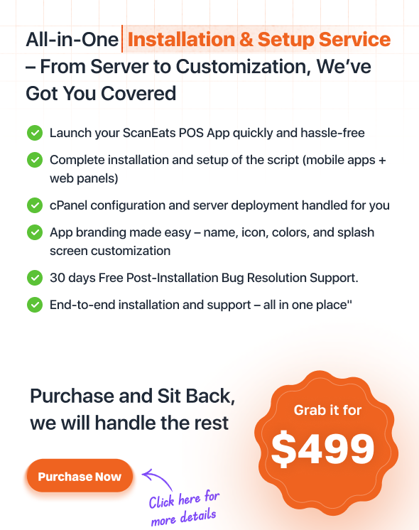 ScanEats - QR Code Multi-Restaurant Menu Maker and Table Ordering System with POS Web and App