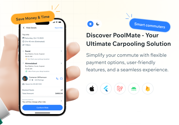 PoolMate | BlaBlaCar Clone | Complete Carpooling Solution in Flutter